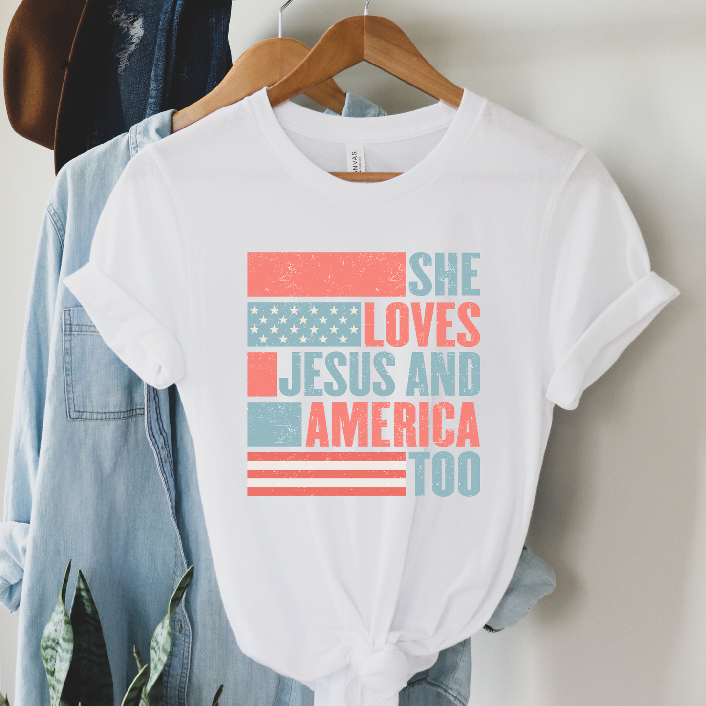 She Loves Jesus and America Too Graphic Tee
