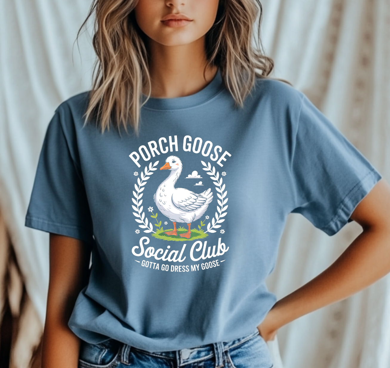 Porch Goose Social Club Tee – “Gotta Go Dress My Goose” Grap