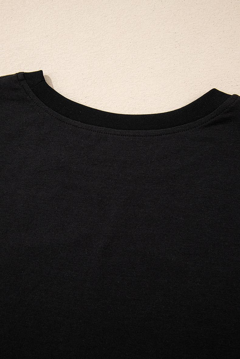 Chequered printed crew neck short-sleeved T-shirt