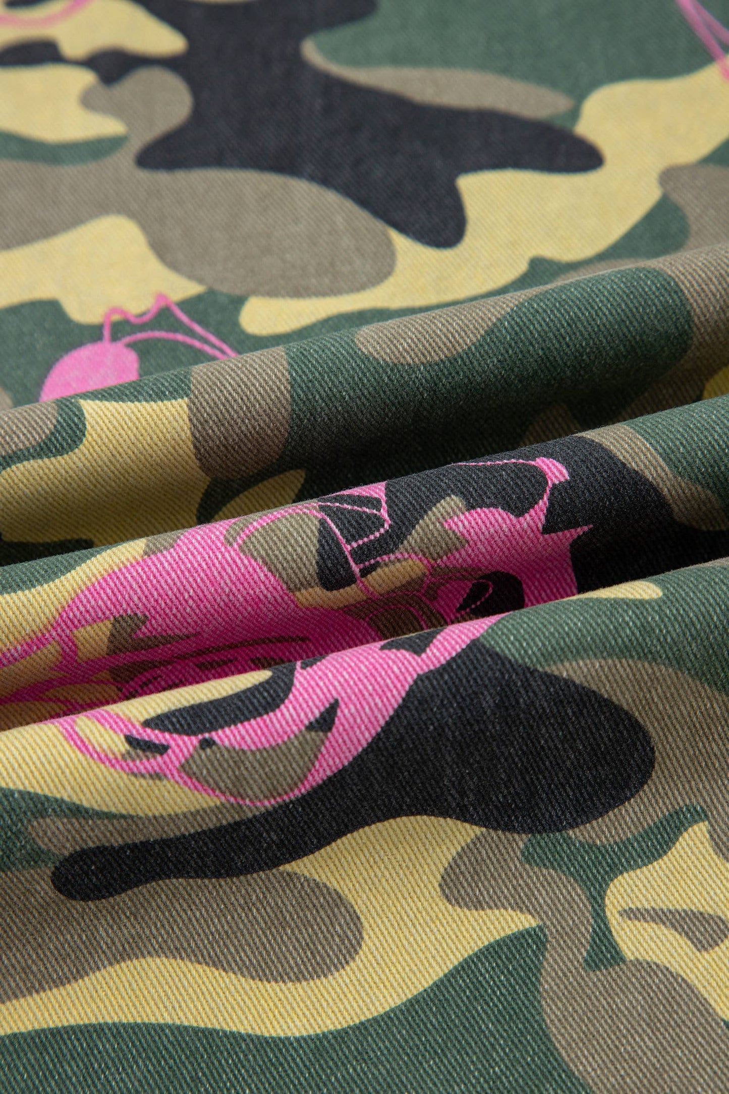 66 Abstract Camo Print Leopard Patchwork Straight Leg Jeans