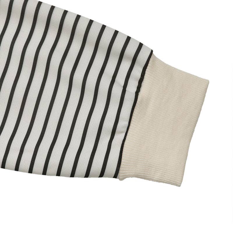 CREW-NECK STRIPED PATCHWORK FAKE TWO T-SHIRTS