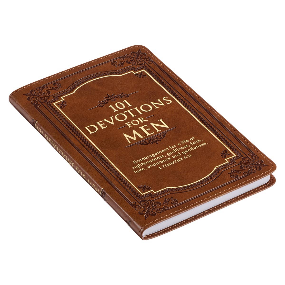 Men’s Daily Devotional — 101 Readings with Scripture, Tawny Brown Faux Leather