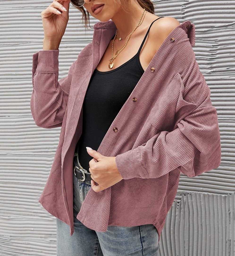 Corduroy Oversized Solid Shacket