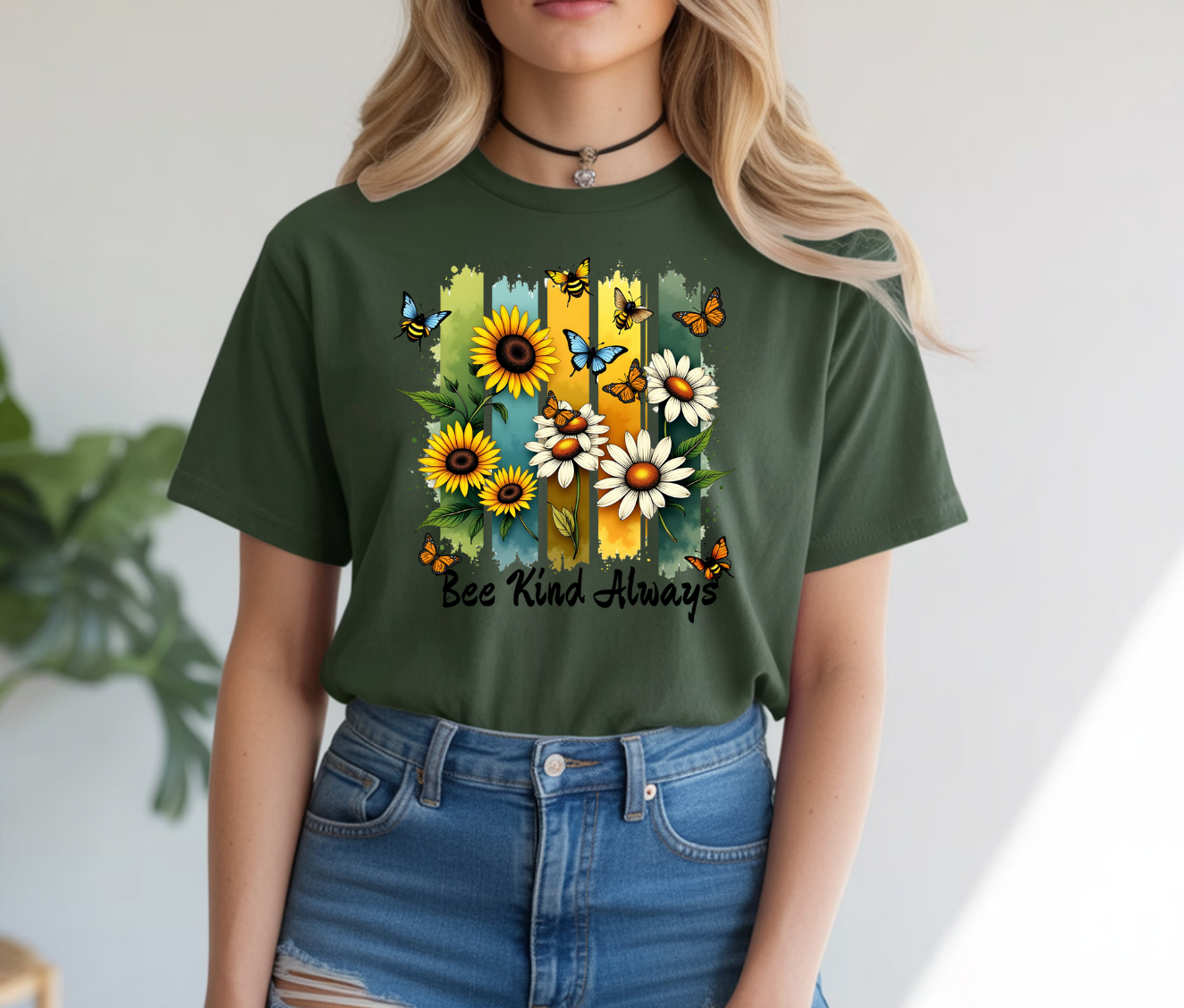 Bee Kind Always – Floral Faith-Inspired Tee