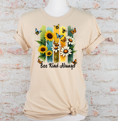 Bee Kind Always – Floral Faith-Inspired Tee