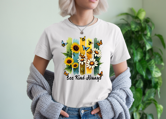 Bee Kind Always – Floral Faith-Inspired Tee