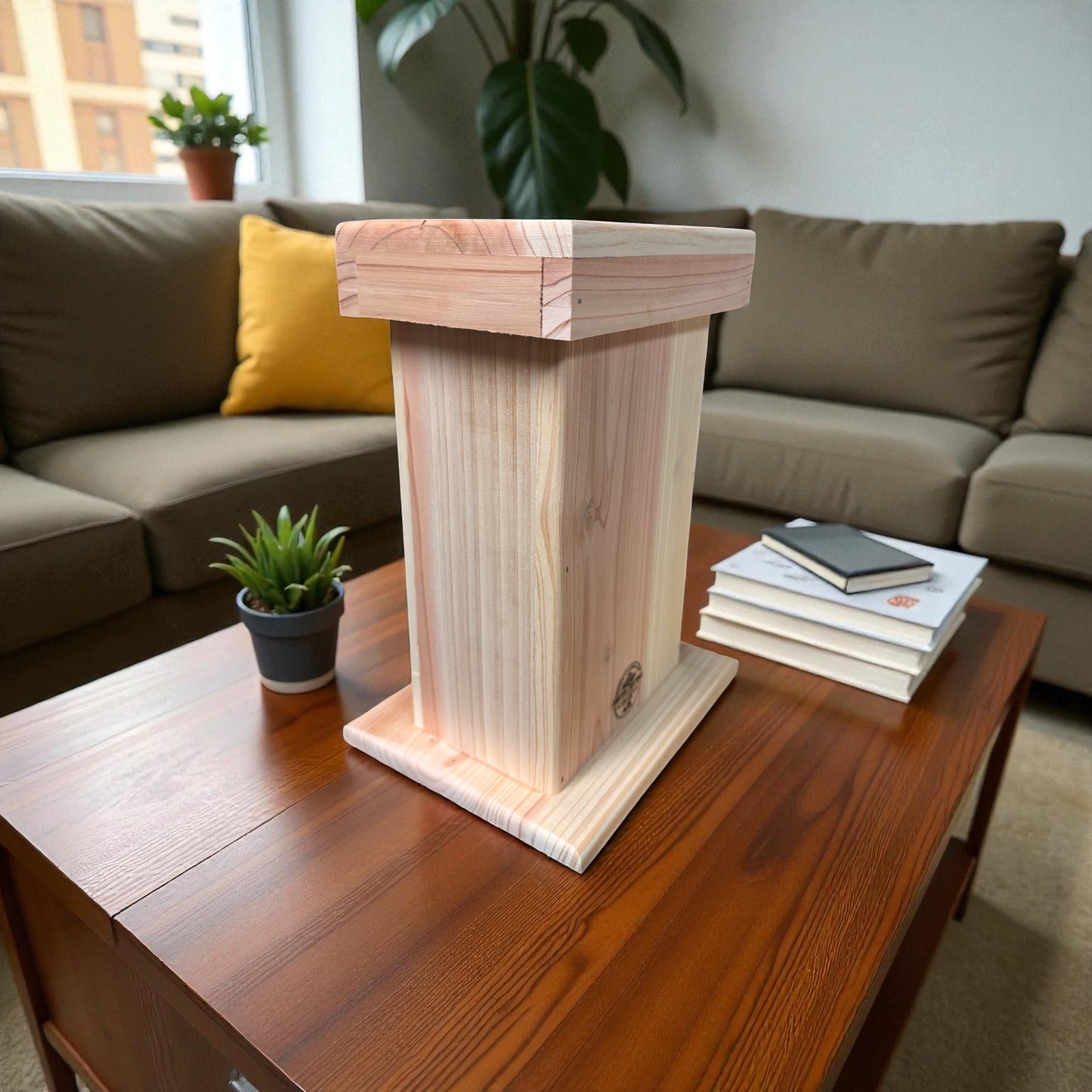 Faith Lantern – Cedar Wood Lighted "Faith" cutout