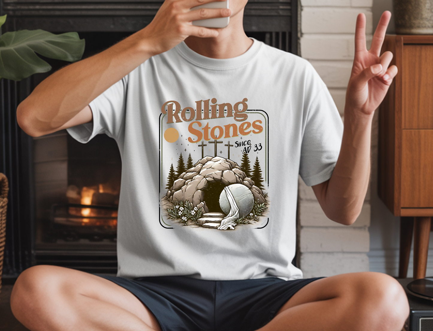 Rolling Stones Since AD 33 Christian Graphic T-Shirt | Faith-Inspired Resurrection Design