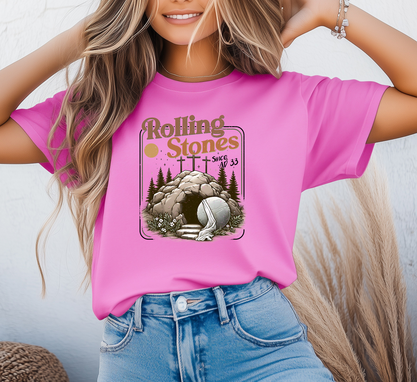 Rolling Stones Since AD 33 Christian Graphic T-Shirt | Faith-Inspired Resurrection Design