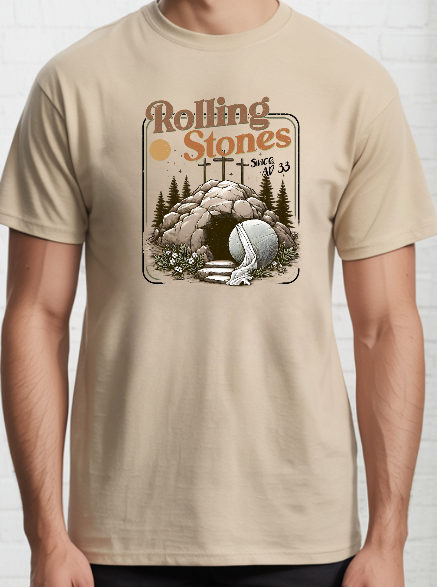 Rolling Stones Since AD 33 Christian Graphic T-Shirt | Faith-Inspired Resurrection Design