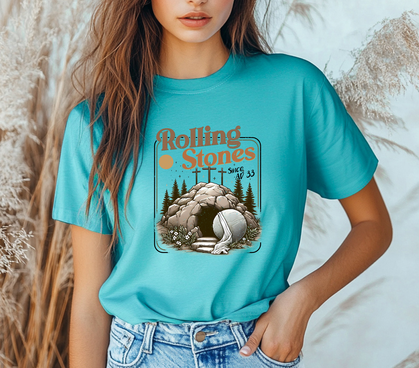 Rolling Stones Since AD 33 Christian Graphic T-Shirt | Faith-Inspired Resurrection Design