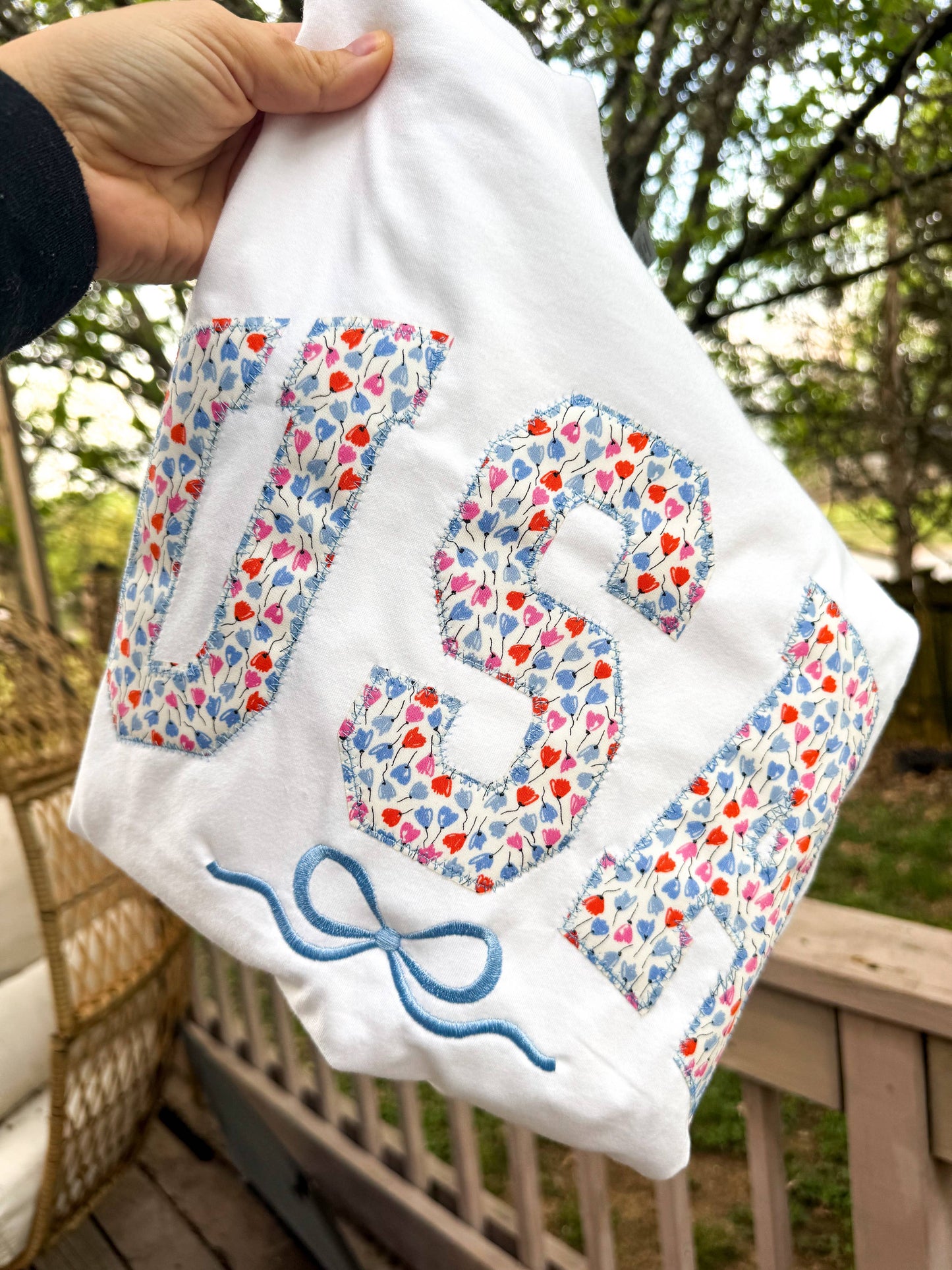 Floral USA Patriotic 4th of July Short Sleeve