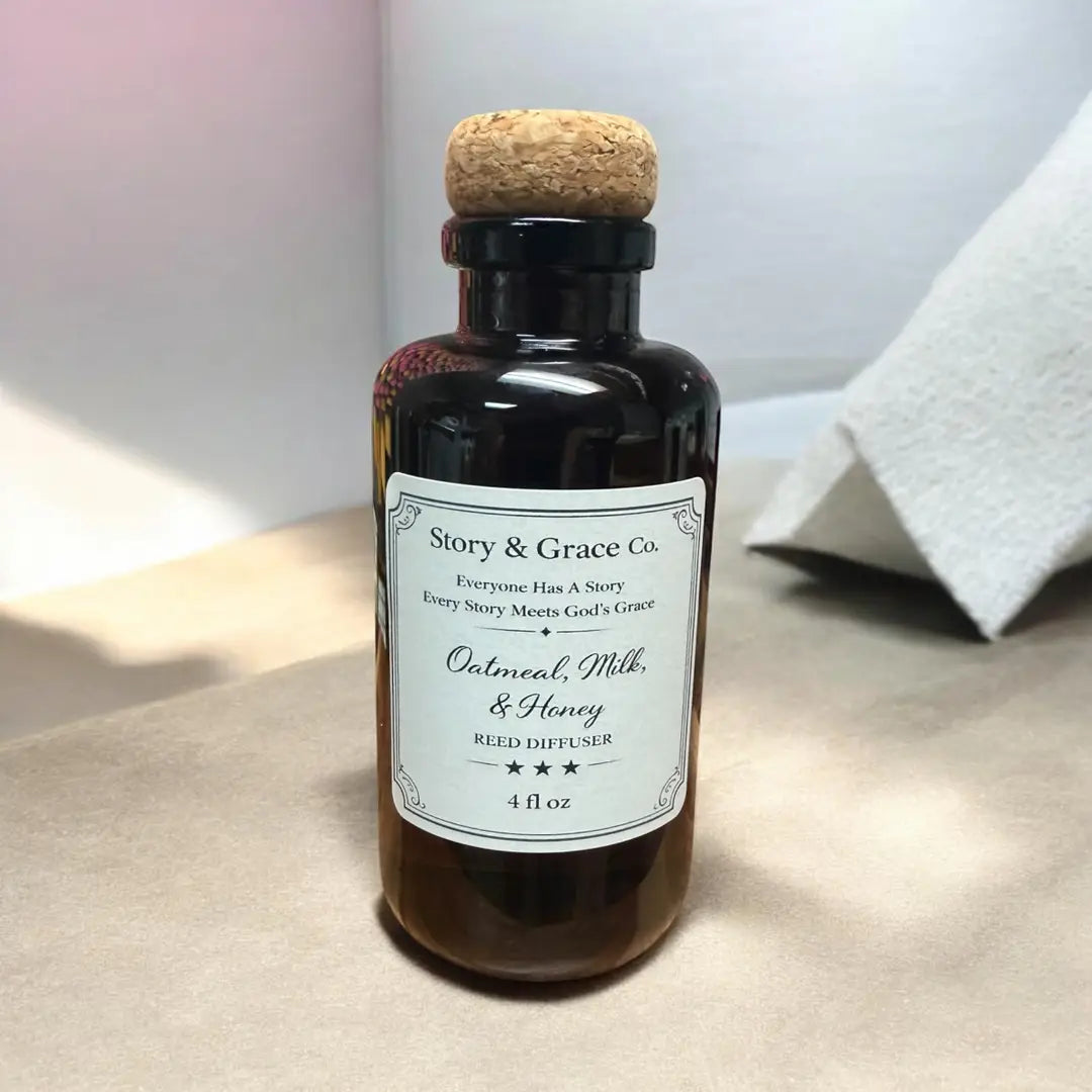 Story & Grace Co. 4oz Reed Diffuser – Amber Glass with Cork