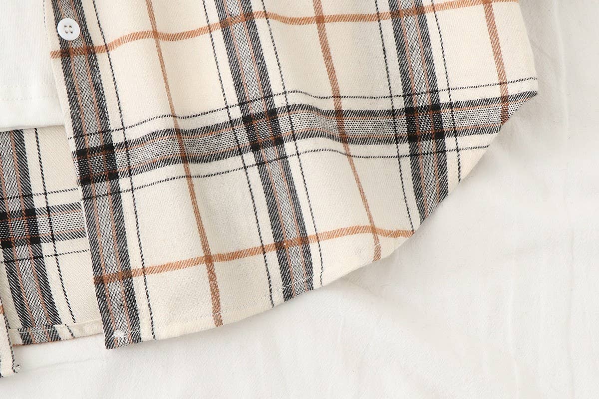 Basic Relaxed plaid cotton blend button shirt jacket Shacket