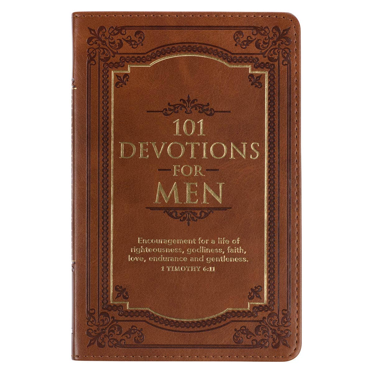 Men’s Daily Devotional — 101 Readings with Scripture, Tawny Brown Faux Leather