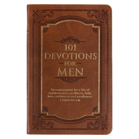 Men’s Daily Devotional — 101 Readings with Scripture, Tawny Brown Faux Leather